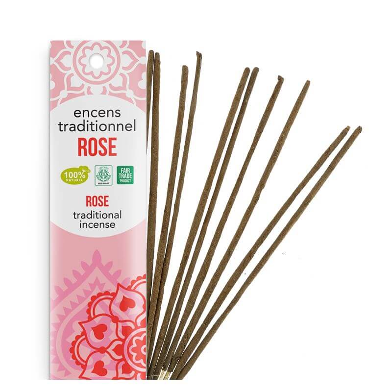 Aromandise, India világa Rózsa tradicionális indiai masala füstölőpálcika 100% természetes alapanyagokból. . A rózsát ősidők óta a szeretet és gyengédség szimbóluma. Friss, virágos illata emeli a gyengéd pillanatok minőségét.